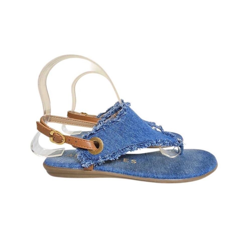 Aerosoles Conclusion Denim Fringe Sandals Blue Jean Boho Slingback Size 7 - Picture 4 of 13
